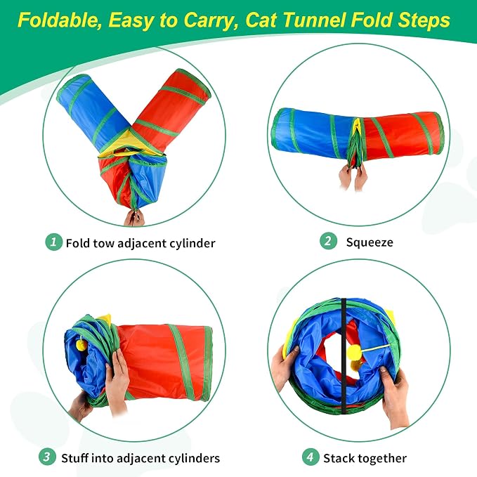 24PCS Cat Wand, Cat Tunnel & Cat Spring Toy Set for Indoor Cats