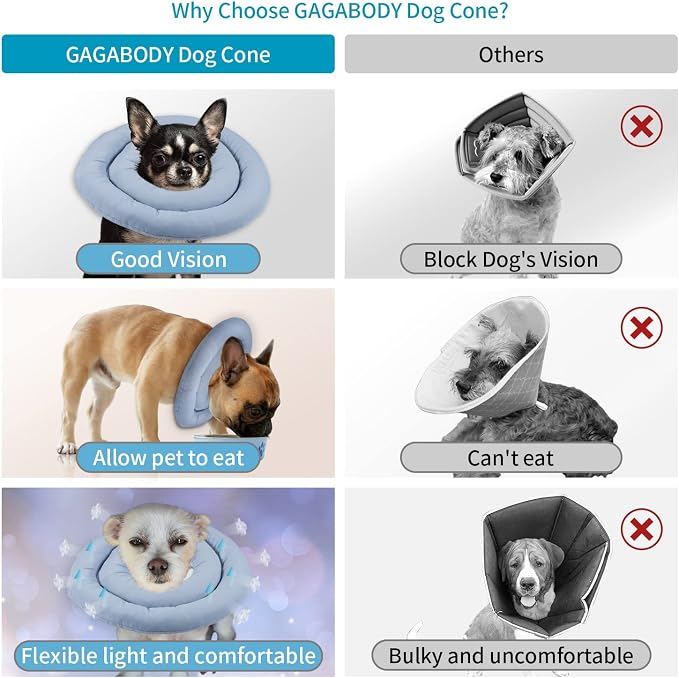 Gagabody Dog Cones for Medium Dogs - Comfortable Adjustable Soft Cone Alternative After Surgery - Elizabethan Donut Collar for Recovery - Different Sizes for Cats, Large and Small Dogs