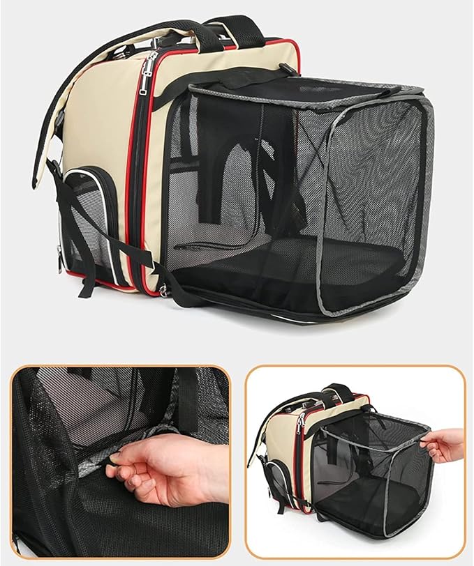 OLOTU Pet Backpack Breathable Mesh Cat Backpack, Expandable Cat Carrier for Walking Travel Hiking Camping, Expandable Dog Backpack Carrier Spacious
