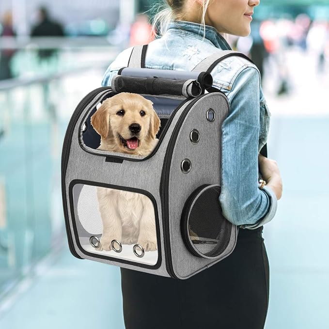 Expandable Pet Carrier Backpack, Airline Approved Cat & Dog Backpack Carrier, Soft-Sided Travel Backpack with 4 Entrances, Breathable Ventilated Design, Holds up to 25 lbs