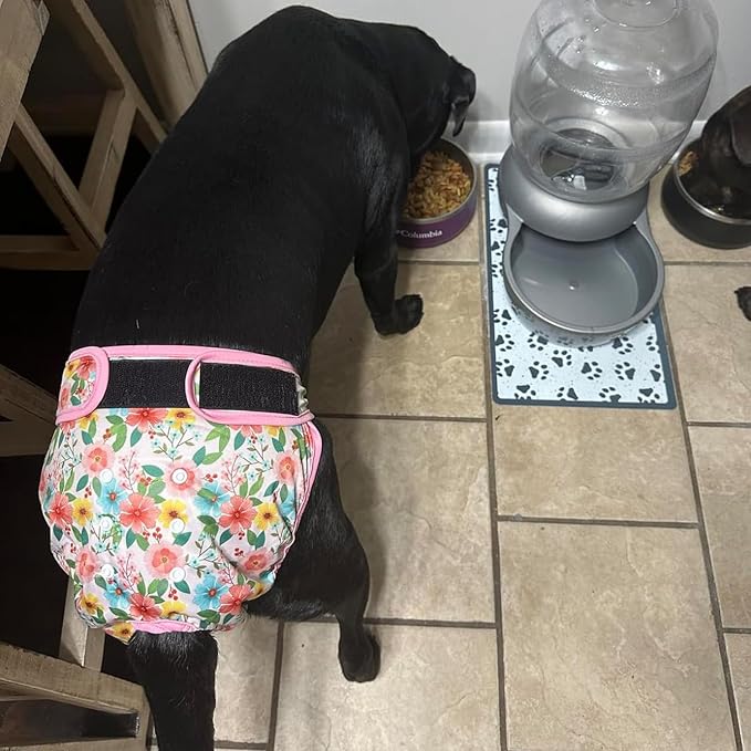 Leekalos Reusable Washable Dog Diapers Female (3 Pack) - Highly Absorbent Doggie Diapers - Size Adjustable Puppy Diapers for Dog Period Panties (XX-Large, Flora)