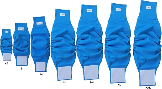 Teamoy Reusable Wrap Diapers for Male Dogs, Washable Puppy Belly Band Pack of 3 (S, 10"-13" Waist, Light Blue+ Dogs+Coffee)