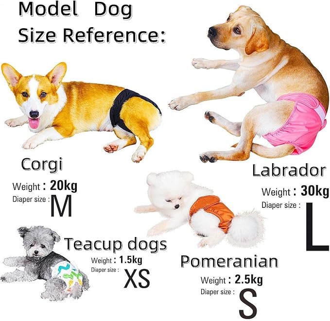 Washable Female Dog Diapers(7 Pack), Premium Comfort Reusable Doggy Diapers, for Female Dog in Period Heat (Style A, L)