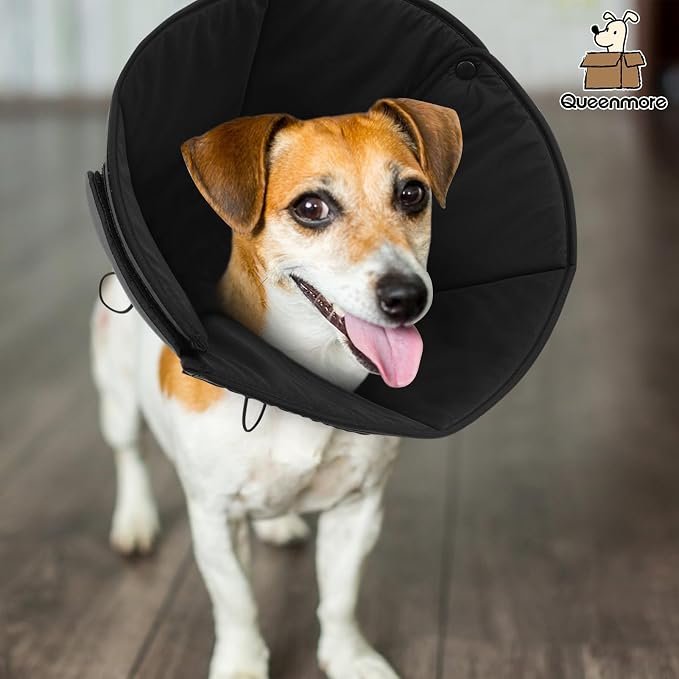 Queenmore Dog Cone XL, Soft Dog Cones for Large Dogs After Surgery, Cone for Dogs to Stop Licking, Elizabethan Collar for Pet, Alternative to Recovery Collar for Large Breeds, Grey XL