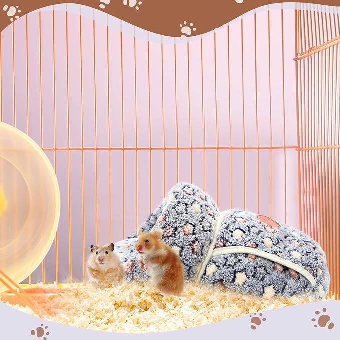 Wenqik 2 Pcs Guinea Pig Hideouts Guinea Pig Bed Washable Bunny Bedding Cuddle Warm Small Pet Sack Supplies Portable Pet Carrier Cage Nest Accessories for Cage(Blue, Khaki,Star)