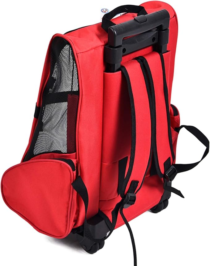 Pet Carrier Backpack with Removable Wheels, Pet Travel Rolling Backpack,Strong Breathable Mesh Panels, Airline Approved for Small Dogs and Cats for Hiking Carrying Walking Outdoor Bag