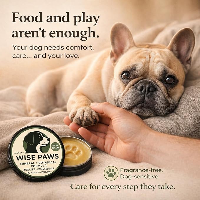 Advanced Formula Dog Paw Balm for Hot Pavement, Grass & Rough Terrain – Zeolite Powder Pawtection for Burnt, Irritated, Dry Cracked Paws – Natural Paw Care with Immortelle – Wooden Applicator – 1.7 oz