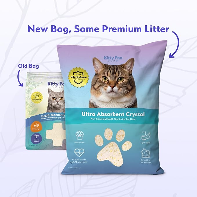 Kitty Poo Club Disposable Cat Litter Box 2-Pack with 2 Bags Ultra-Absorbent Silica Crystal Litter, Patented Leak-Proof Design, 30-Day System, Low Dust, Perfect for Travel and Multi-Cat Homes