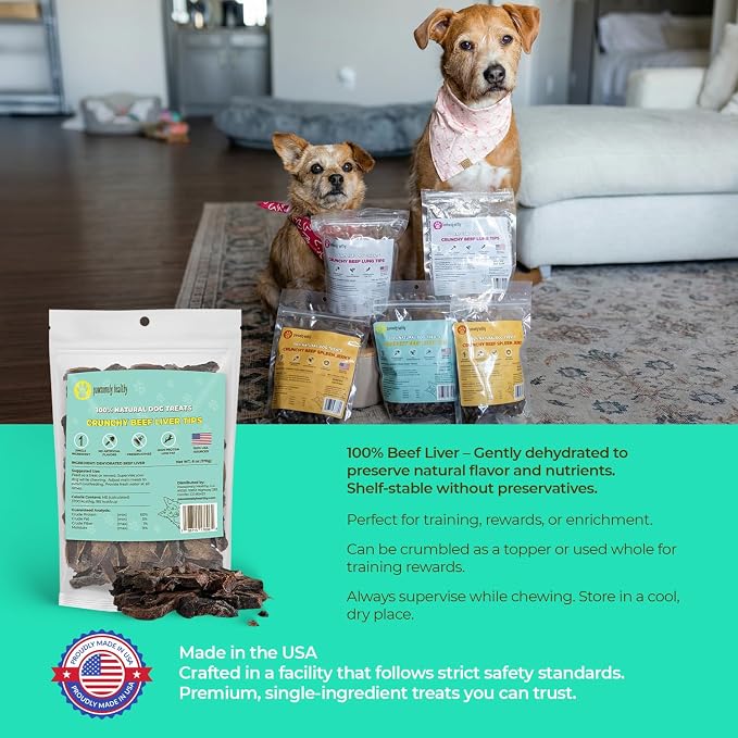Pawsomely Healthy Beef Liver Dog Treats – 100% Single Ingredient Air-Dried Training Rewards & Meal Topper – No Fillers or Additives, Grain-Free – for Picky Eaters – Made in USA, 6 oz