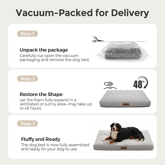 Sytopia 50" XL Chew Proof Dog Bed-Light Grey