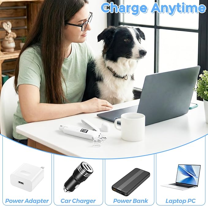 2-in-1 Led Cat Dog Nail Grinder - Rechargeable Pet Nail Trimmers with LED Light,300mAh Battery Quick USB Charge for Medium Small Dogs Cats Rabbits