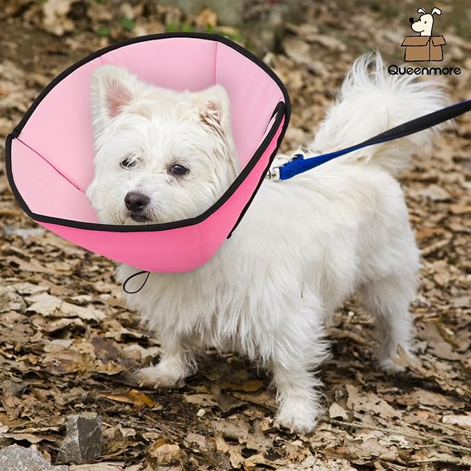 Queenmore Dog Cone XL, Soft Dog Cones for Large Dogs After Surgery, Cone for Dogs to Stop Licking, Elizabethan Collar for Pet, Alternative to Recovery Collar for Large Breeds, Pink XL