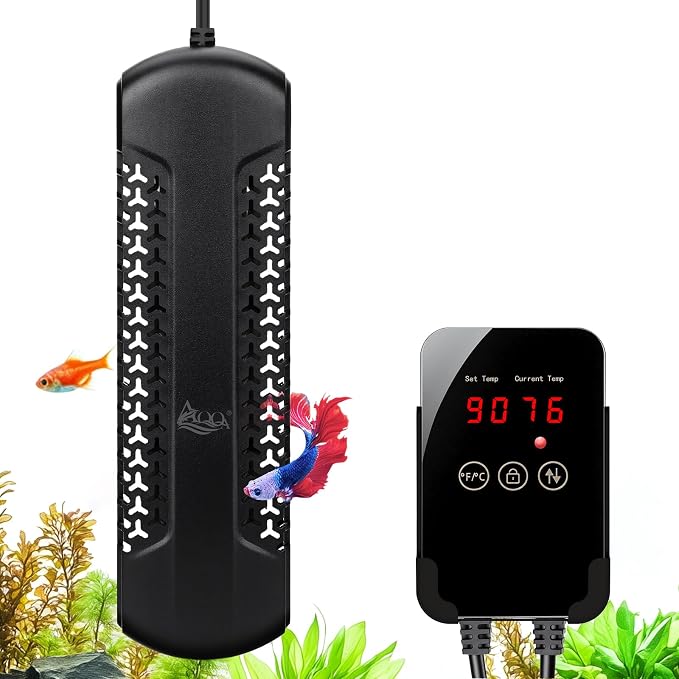 AQQA Aquarium Heater 800W for 80-230 Gallon Fish Tank Quartz Glass Submersible Betta Fish Heater with Overheat & Dry-Run Protection Temp Range 59-94℉ for Freshwater and Reef Tank (800W for 80-230Gal)