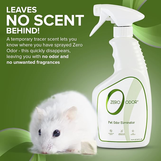 Zero Odor - Pet Odor Eliminator Bundle- Eliminate Air & Surface Odors – Patented Molecular Technology Best for Carpet, Furniture, Pet Beds - Smell Great Again, 16oz & 64oz Refill