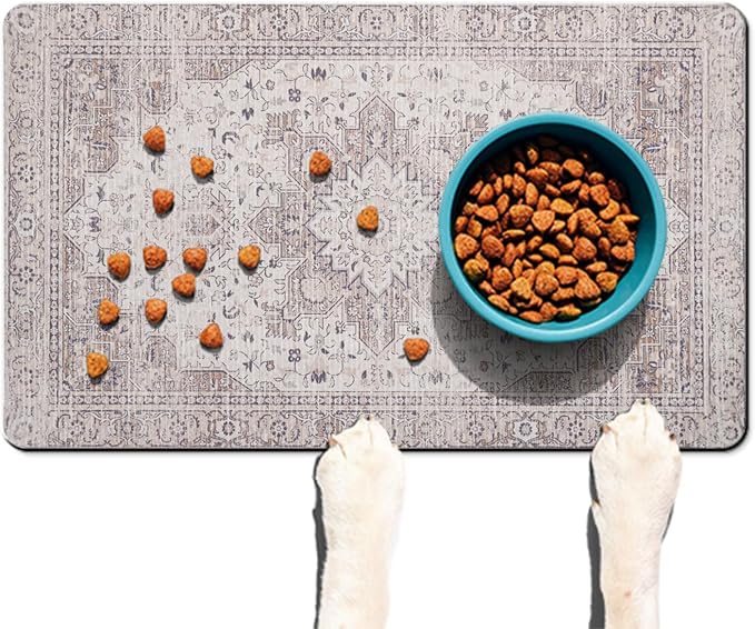Dog Food Mat for Floors Waterproof Quick Dry Pet Placemat Cat Feeding Bowls Mats for Food and Water, Eco-Friendly Dog Accessories Diatomite Pets Supplies 17" X 30"