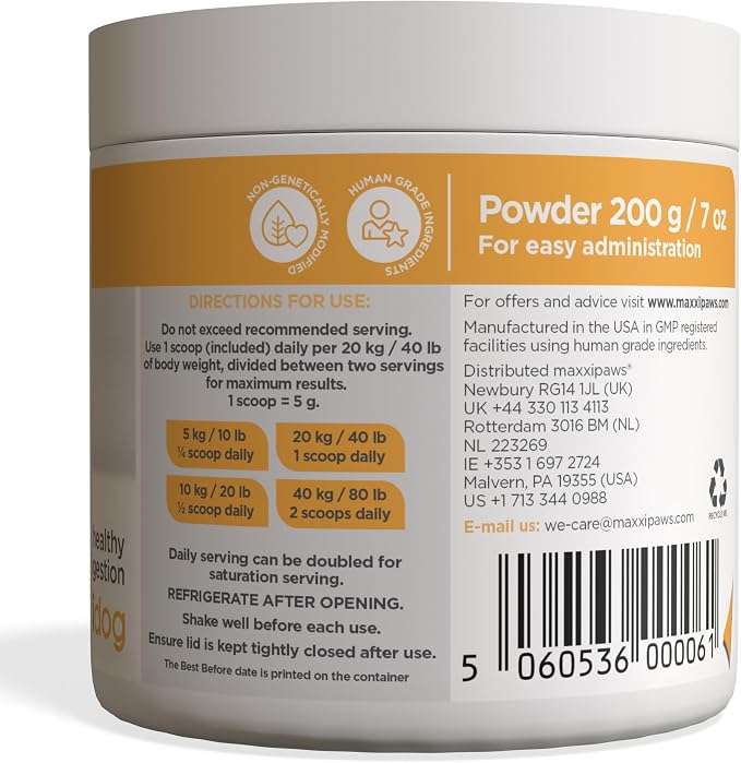 maxxipaws maxxidigest+ Prebiotic & Probiotic for Dogs 7oz | Dog Probiotic Powder with Advanced Digestive Enzymes for Gut Health & Immunity | Supports Digestion, Food Sensitivities & Itchy Skin