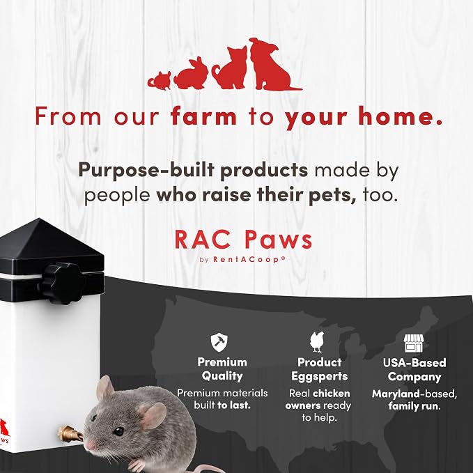 RAC Paws by RentACoop 32oz (1 Liter) Small Animal Drinker with No-Drip Brass Nozzle - Suitable for Small Pets, Bunnies, Hamsters, Guinea Pigs, Hedgehogs, Rabbits, Chinchillas, Mice and Rats