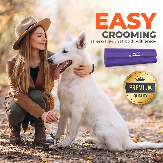 EasyGroomer Deshedding Brush for Dogs & Cats – Undercoat Grooming Tool for Short & Long Hair, Removes Loose Fur & Dirt, Reduces Shedding for Small & Large Pets, Purple