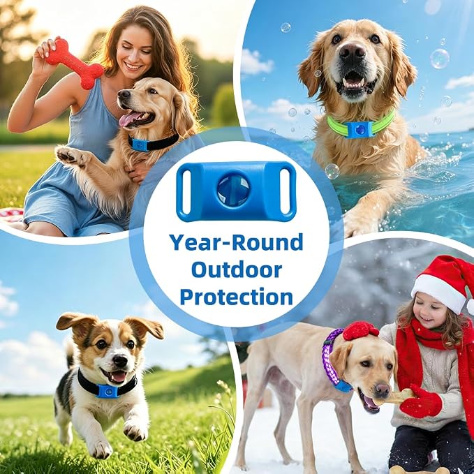 Natural Flea and Tick Prevention Pendant for Dogs Flea and Tick Collar, Waterproof Flea and Tick Repellent Dog Tag Safe for All Breeds & Sizes with 2 Silicone Buckles & 4 Refills, Collar NOT Included