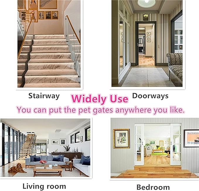 Clear Freestanding Dog Gate for Indoor Use,Pet Gates for Doorways no Drilling,Acrylic Foldable Dog Gate for Stairs with Support Feet (4 Panel - 80''W x 23''H)