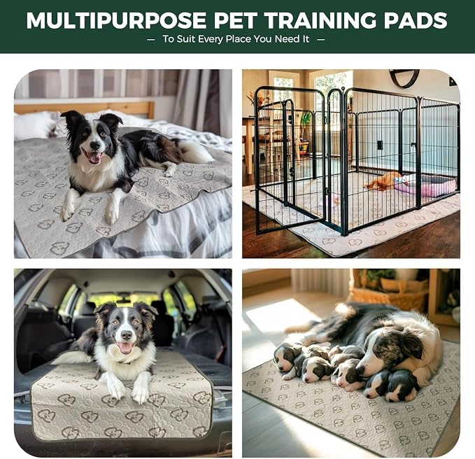 FXW Washable Pee Pads for Dogs, Leak-Proof & Non-Slip, Specifically Designed Rollick/Homeplus 32/40/45inch 8 Panels Dog Playpen, 43" x 98" Rectangle, Khaki, 1 Pack