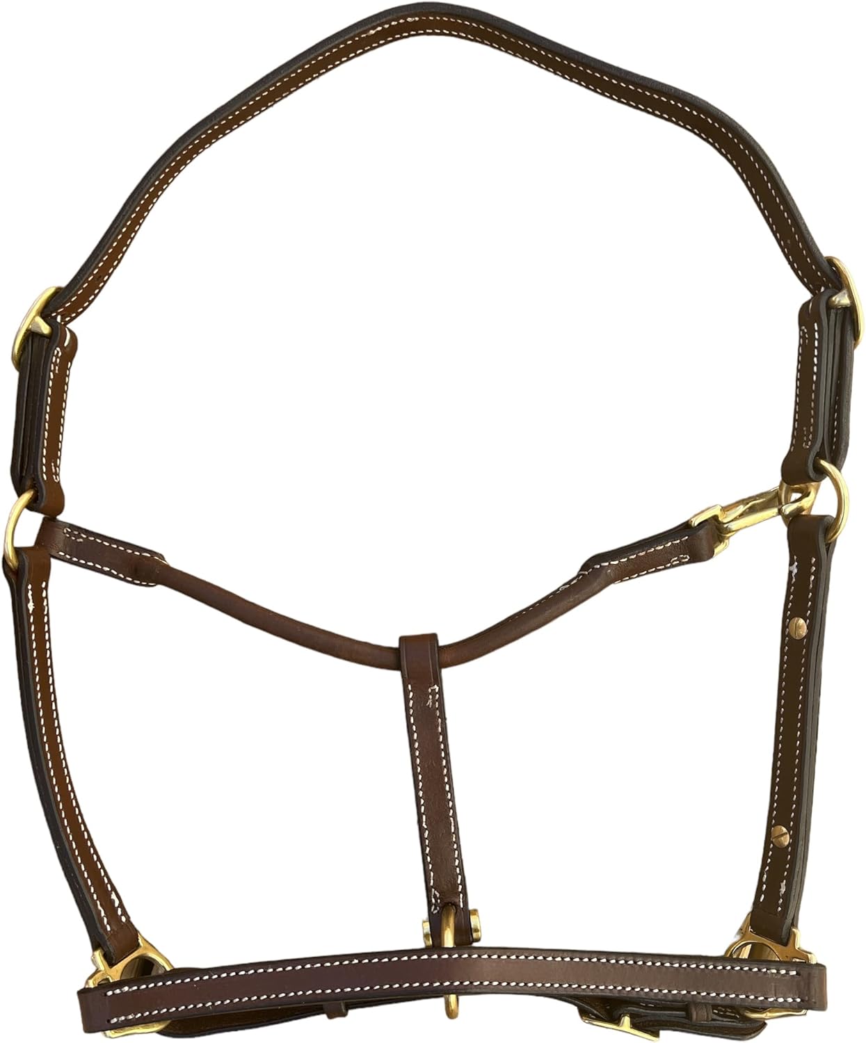 Leaders 3/4" Leather Halter for Horses with Customized Engraved Name Plate Brown Leather with Solid Brass Hardware