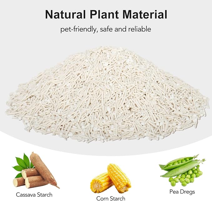 Non-Stick Ultra Clumping Tofu Cat Litter with Tapioca, Odor Control Low Tracking Kitty Litter Pellets, Plant-Base Natural Ingredients Cat-Litter, Last Twice as Long as Clay Litter, 9lbs X 1Pack
