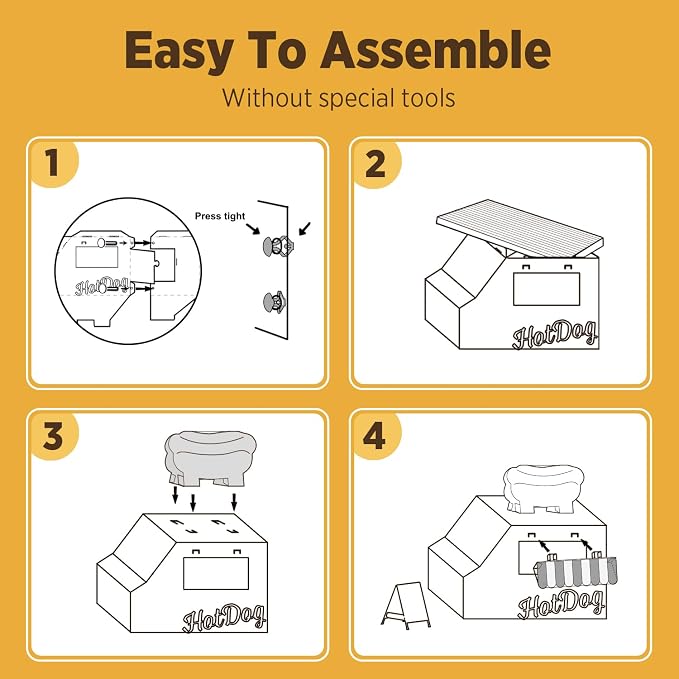 SMILE PAWS Cat Beds for Indoor Cats, Cardboard Cat House with Scratchers, Hot Dog Truck, Large Sturdy Cat Furniture Condo Cave Tent, Easy to Assemble Pet Toys Accessories Stuffs, Bunny Small Animals