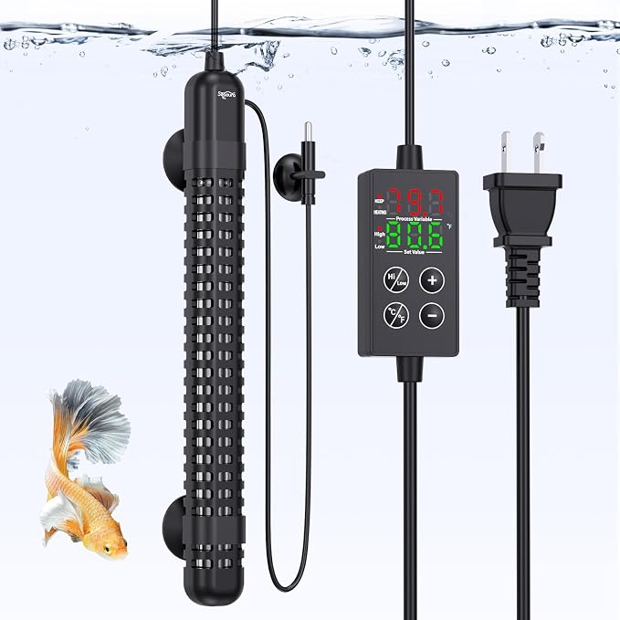 SEAOURA Small Aquarium Heater, 150W Fish Tank Heaters for 15-30 Gallon, Submersible Turtle Heater with LED Controller, Safety Protection & Auto Power-Off, Saltwater Freshwater