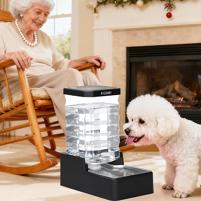 RIZZARI 8L Gravity Dog Water Dispenser, Filter-Free Pet Water Bowl with Low Maintenance Design, Spill Resistant Indoor Waterer for Medium Dogs, Cats & Apartment Homes