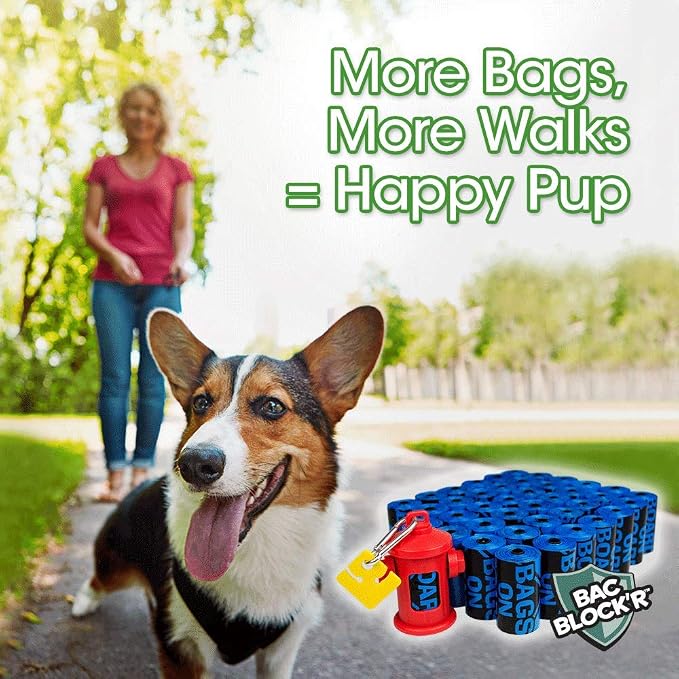 Bags on Board Dog Poop Bags - Strong, Leak Proof Dog WasteBags - 9 x 14 Inches BlueBags (3203940071) (Pack of 1800)
