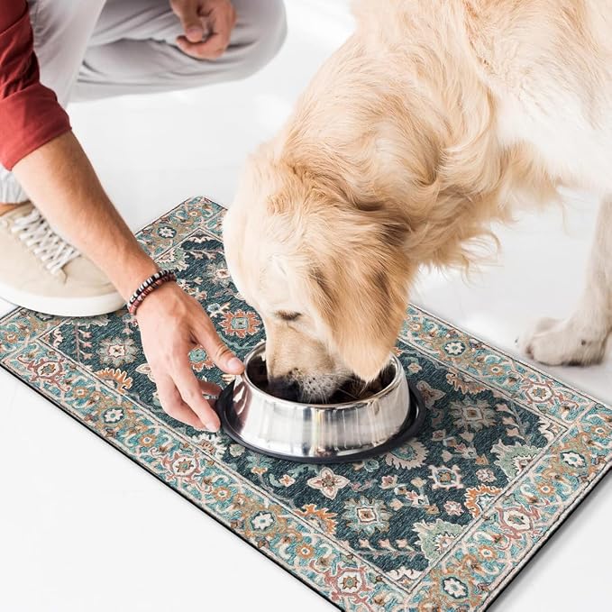 Dog Food Mat for Floors Waterproof Quick Dry Pet Placemat Cat Feeding Bowls Mats for Food and Water, Eco-Friendly Dog Accessories Diatomite Pets Supplies 12" X 20"