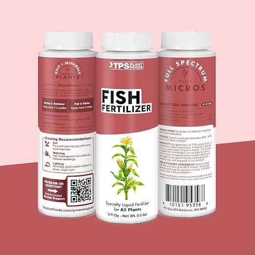 Fish Fertilizer – Liquid Fish Supplement for Lush Growth, Deep Green Leaves & Strong Roots, 1 Gallon