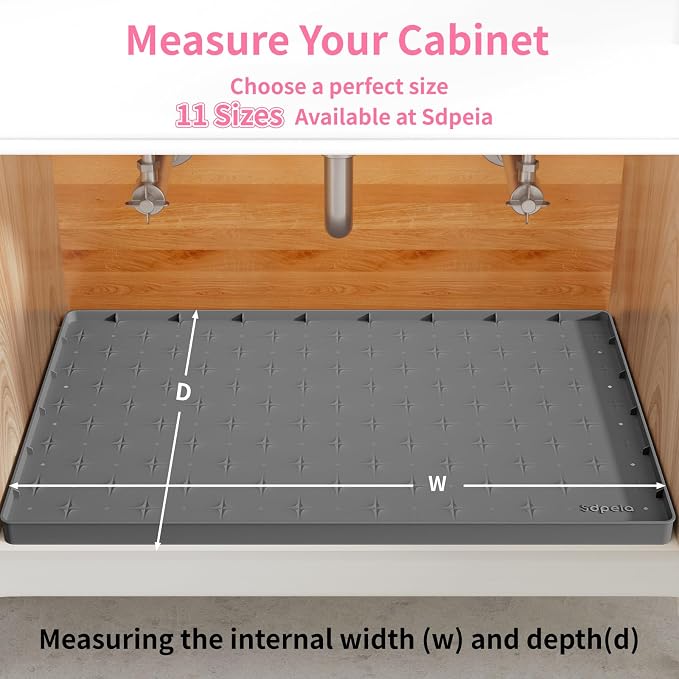 Sdpeia Under Sink Organizer Waterproof Under Sink Mat for Kitchen and Bathroom - Protects Cabinets from Leaks 22 x 22 inches Kitchen Cabinet Liner Shelf Liner(Grey), Gray