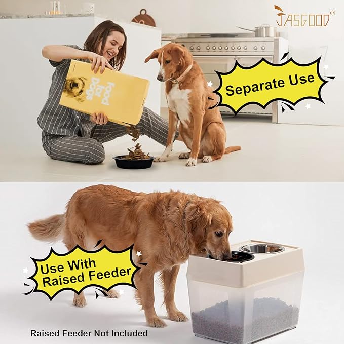 JASGOOD Large Dog Feeder Slow Eating Pet Bowl for Raised Pet Feeders Preventing Choking Food Water Bowl Elevated Diners Replacement Bowl (Black,Large,Fit Opening 8.9"-9.25") (Pack of 2)