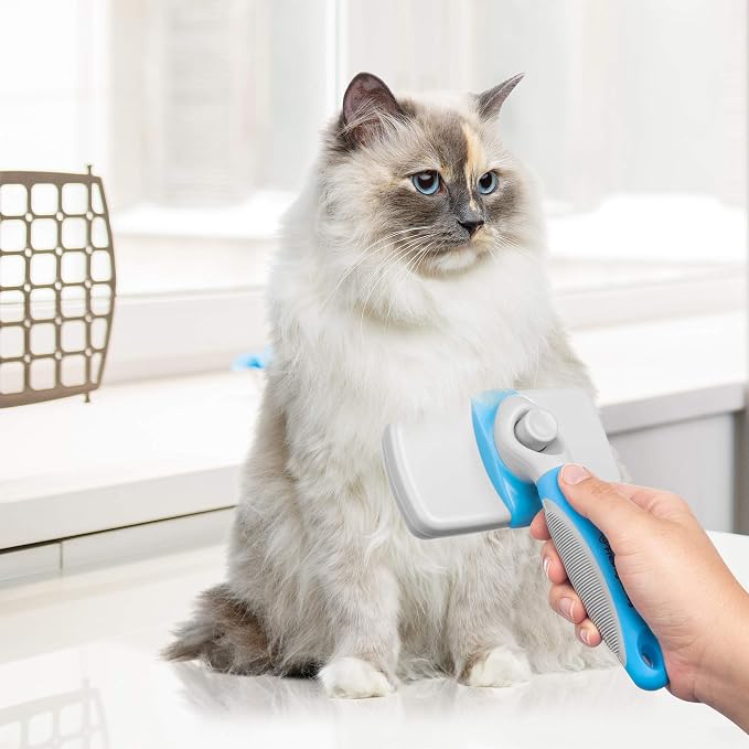 Freshly Bailey Deshedding Tool for Short Hair - Self Cleaning Slicker Brush - Pet Comb for Cats and Dogs