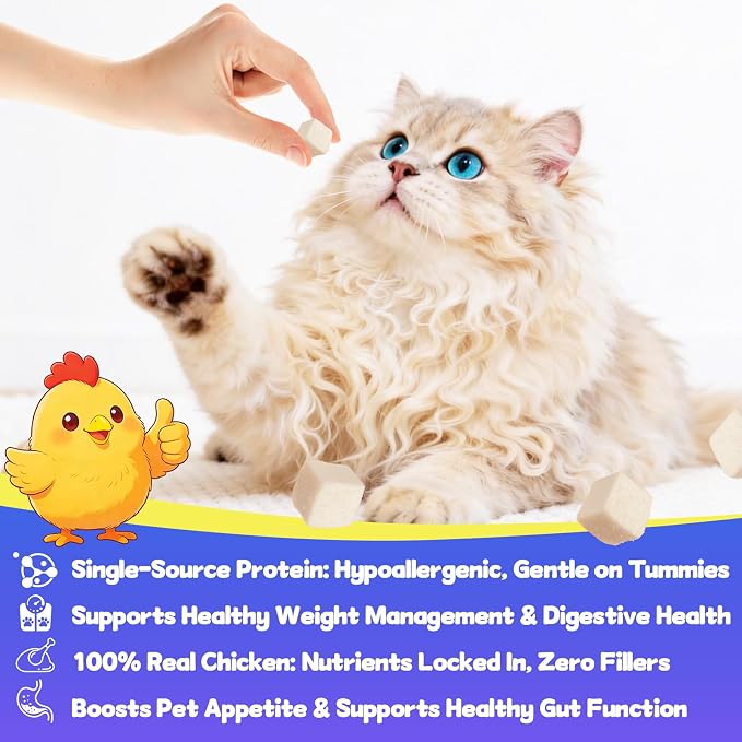 Freeze-Dried Chicken Breast Treats for Dogs & Cats | All Natural, High Protein, Premium Single-Ingredient Nutrition | Ideal Training Treats & Food Topper | 10.58 oz