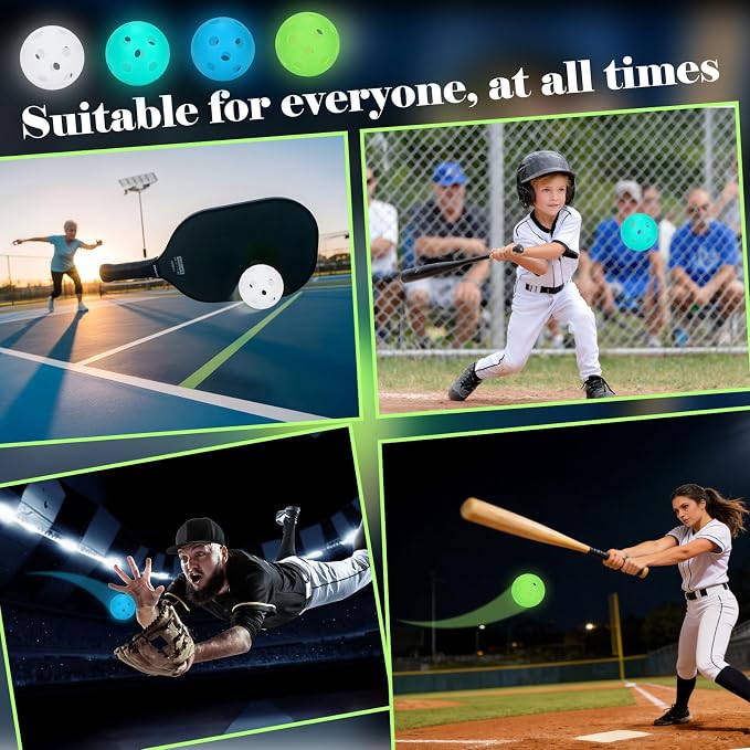 Coopay 3/6/12 Pack Practice Balls Glow in The Dark Baseballs Plastic Soft Baseballs with Drawstring Bag for Indoor Outdoor Night Training, Backyard Games Batting Hitting Softballs