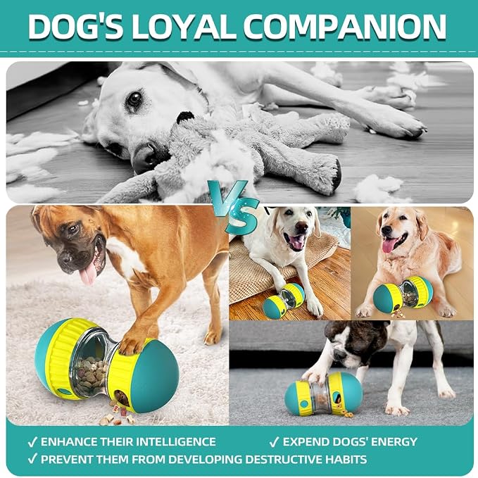 Mankoda Dog Puzzle Toys, Rolling Treat Dispensing Ball, Brain Stimulation & Slow Feeder, Dog Enrichment Toys to Keep Them Busy (Green)