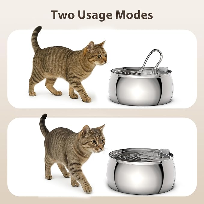 Stainless Steel Cat Water Fountain: 1.06 Gal Large Capacity Cat Fountain for Drinking - Ideal for Multiple Pets, Ultra Quiet Pump and Dishwasher Safe, Comes with 3 Replacement Filters