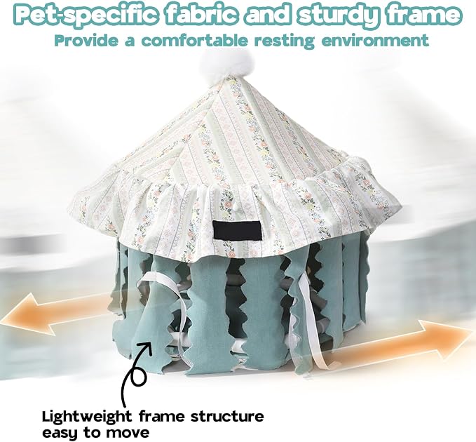 Hamster Hideout Tent with Curtain,Bunny Hideout, Machine Washable Guinea Pig Hide Tent Houses & Habitats, Triangular Hideout Shelter Small Animal Bed,Ferret, Rat, Chinchilla, Squirrel(Round)