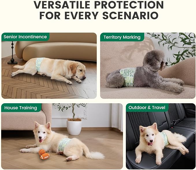 Gardner Pet Male Dog Diapers Disposable 30Ct, Male Dog Wraps with Wetness Indicator & Flashdry Gel Technology, Dog Diapers Male for Puppy Training, Marking, Incontinence, Travel - Large