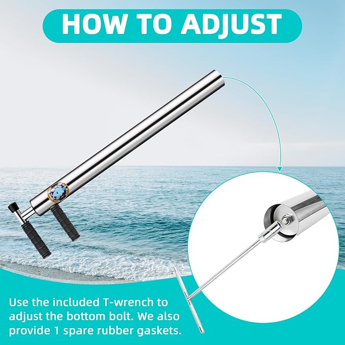 2026 6pcs V4 Upgrade Ghost Shrimp Pump Kit - 32in Stainless Steel Sand Vacuum for Fishing, F-Shape Grip Beach Extractor for Ghost Shrimp Bucket Kit with Gloves & Clamp