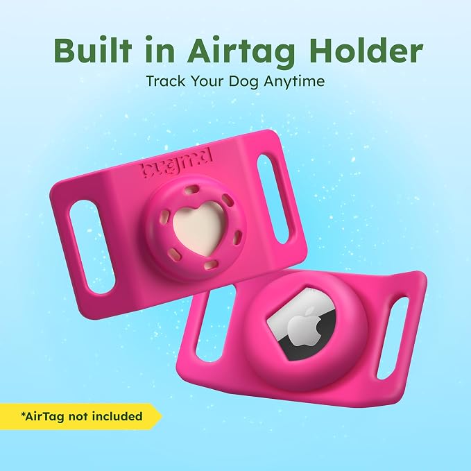 BugMD Paw Guardian Flea and Tick Prevention Pendant for Dogs with AirTag Holder, Plant-Powered Flea and Tick Control for Collars and Harnesses, (15.14 Grams) Pink