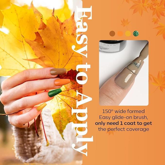 modelones 40 Pcs Gel Nail Polish Set, Nude Brown Green Red Purple Orange Gold Jelly White Colors Blooming Gel Polish Kit with Base Coat & Matte Glitter Glossy Top Coat DIY Mani Gfit