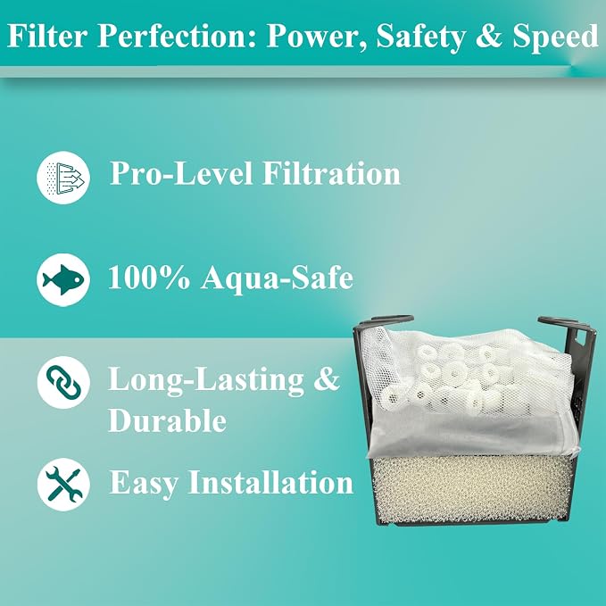 4 Set Three-Stage Filters Replacement Media Kit for AquaClear 50 Power Filter, Fish Tank Filter for 20-to-50 Gallon Aquariums