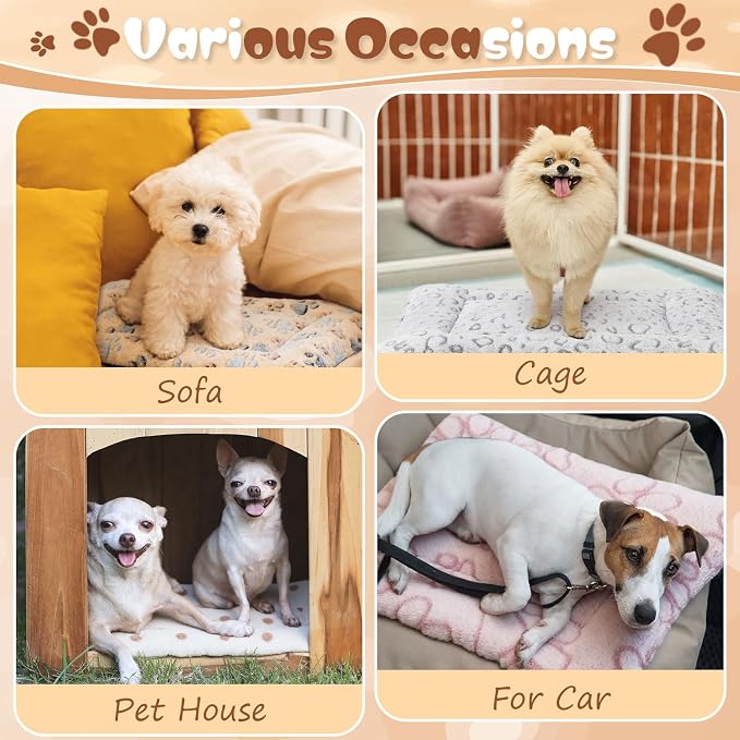 4 Pcs Dog Cat Bed Guinea Pig Mats Ultra Soft Dog Crate Kennel Pad Washable Bunny Bed Anti-Slip Guinea Pig Blankets for Small Animal Pet Cage Accessories(19.7X 13.8 Inch)