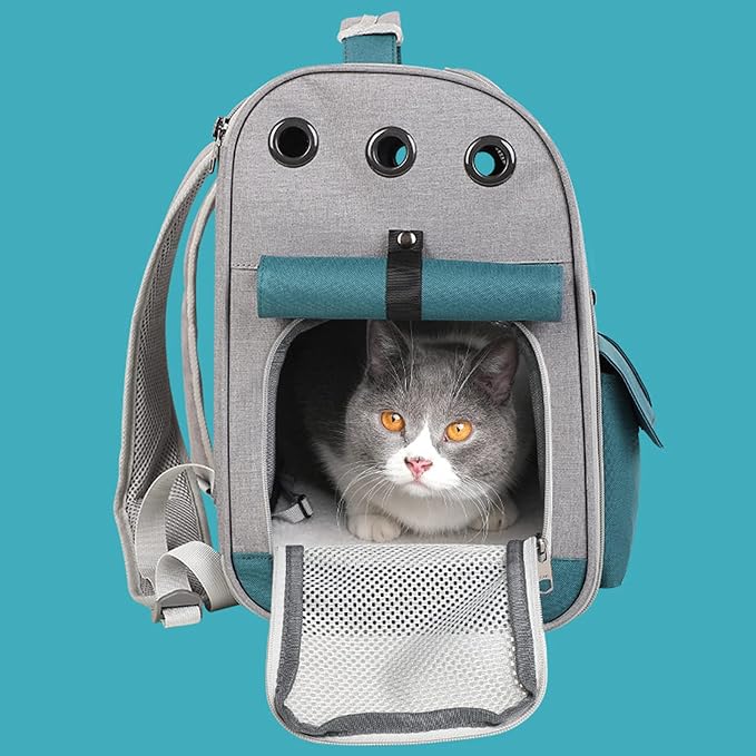Cat Carrier with Wheels,Pet Travel Backpack Bag Cat Puppy Dog Carrier W/Trolley and Telescopic Handle,Multi-Function Rolling Carrier,Portable Stroller Wheel Luggage Bag