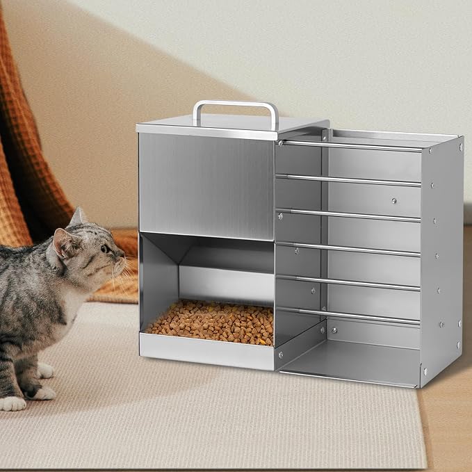 Rabbit Feeder for Cages, 2 in 1 Rabbit Hay Feeder Set, 5L Automatic Rabbit Pellet Feeder and Small Animals Hay Manger for Guinea Pig Chinchilla Bunny