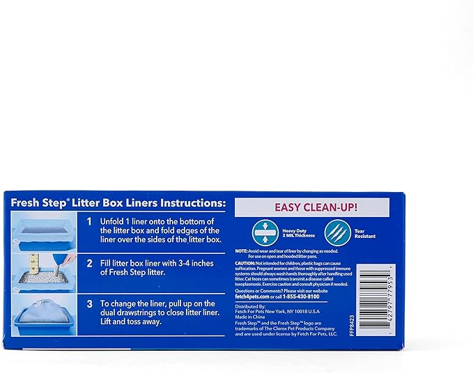 Fresh Step Drawstring Cat Litter Box Liners, Scented Heavy Duty Kitty Litter Bags for Large Oval or Rectangle Pans, Helps Contain Odor and Mess, Easy Lift Out Cleanup, 30 x 17 in, 7 Count (Pack of 2)
